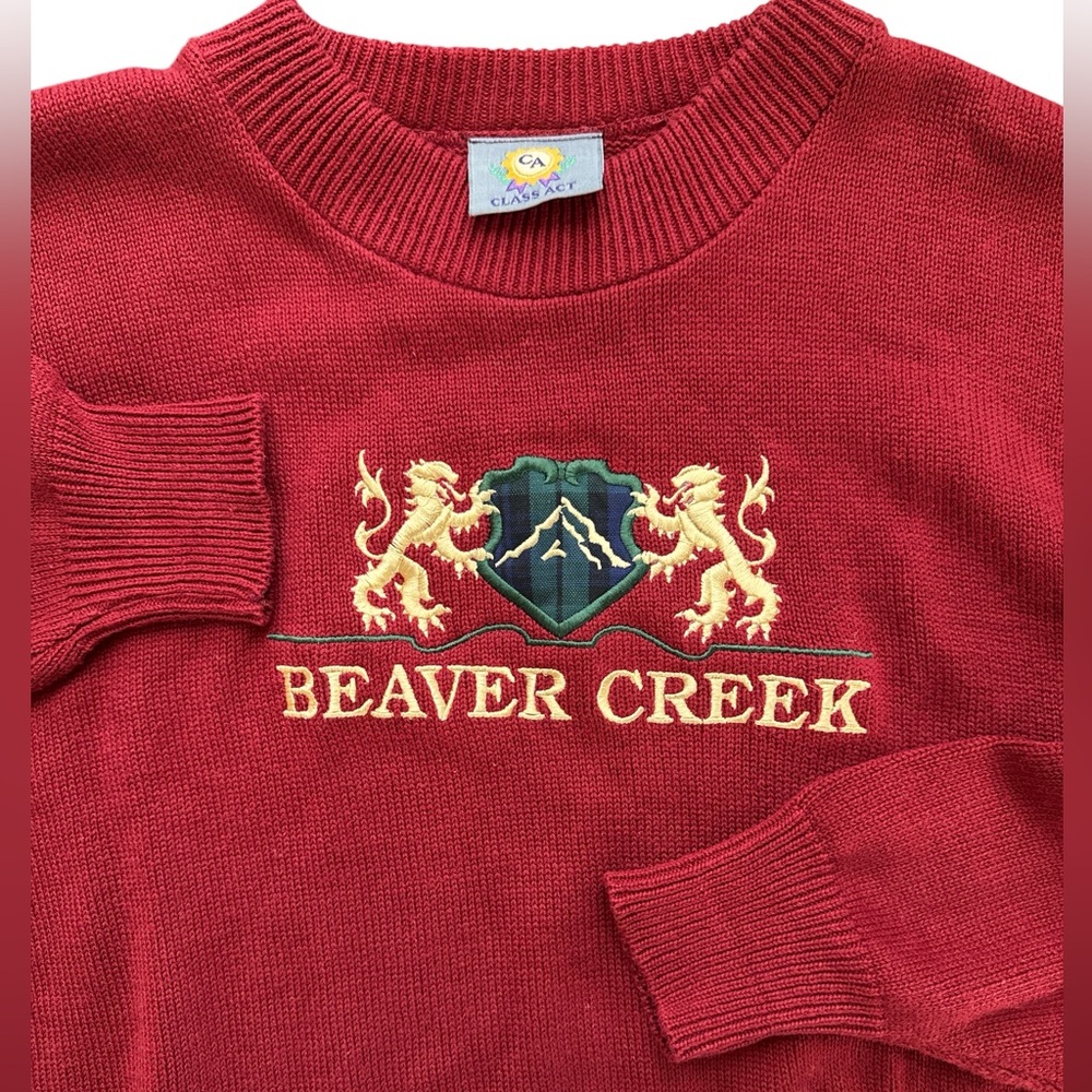 Vintage Beaver Creek Class Act‎ Red Crew Neck Men’s Sweater Size Large USA Made
